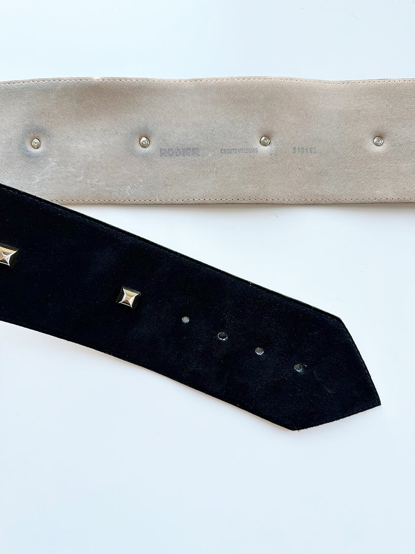 Zwarte brede suede ceintuur