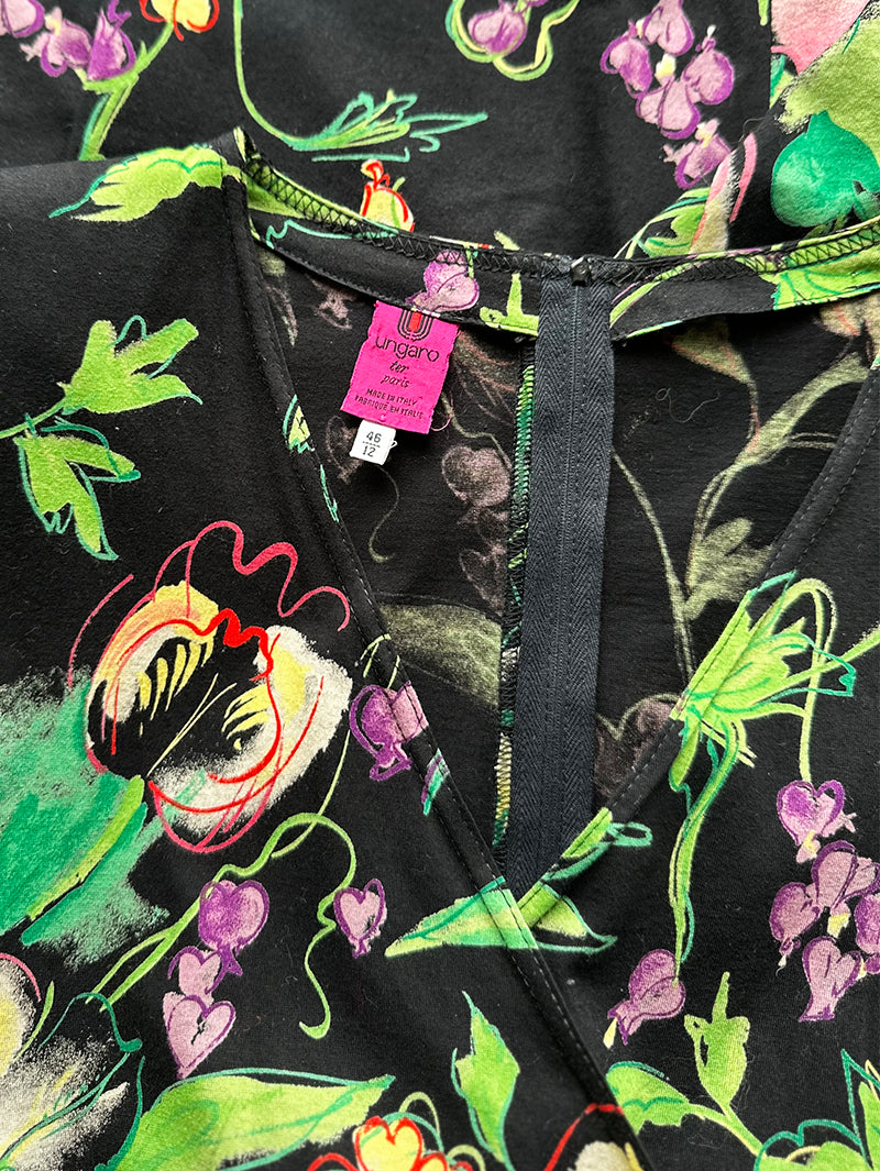 Zwarte floral designer overslagjurk