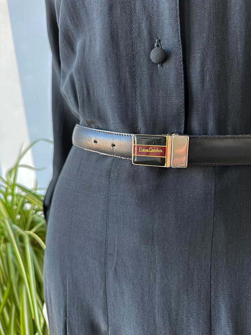 Smalle zwarte leren ceintuur