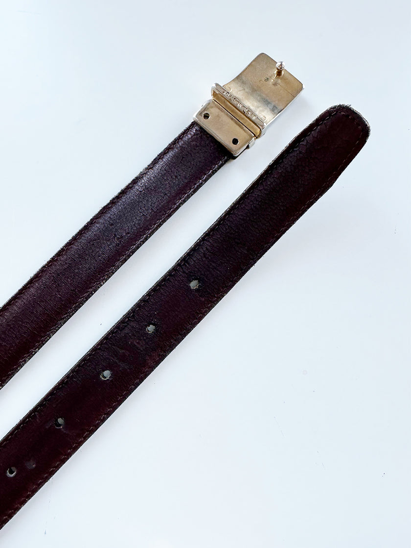 Smalle zwarte leren ceintuur