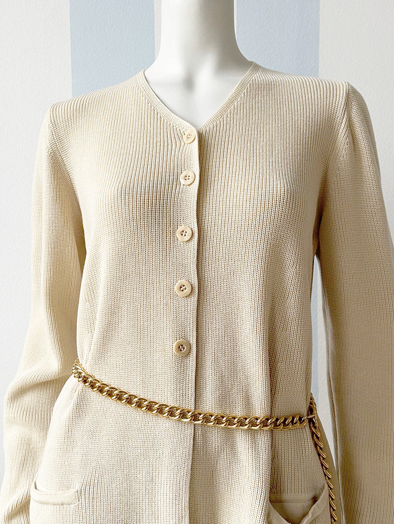 Ecru scheerwollen designer vest