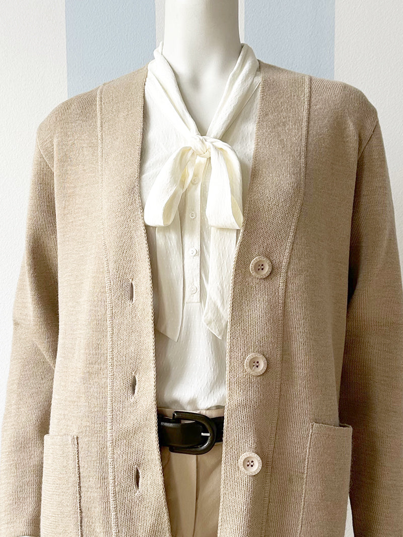 Camel scheerwollen vest