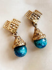 Turquoise & gouden clip oorbellen
