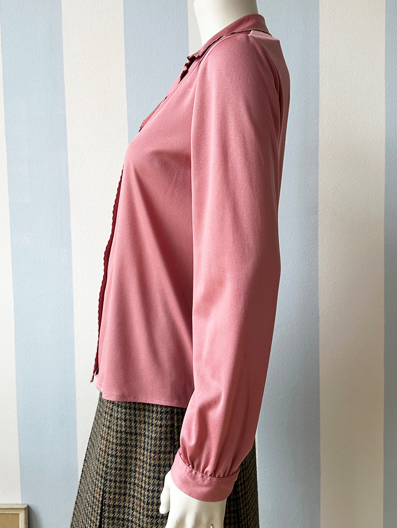 Oud-roze blouse met opengewerkt kraagje