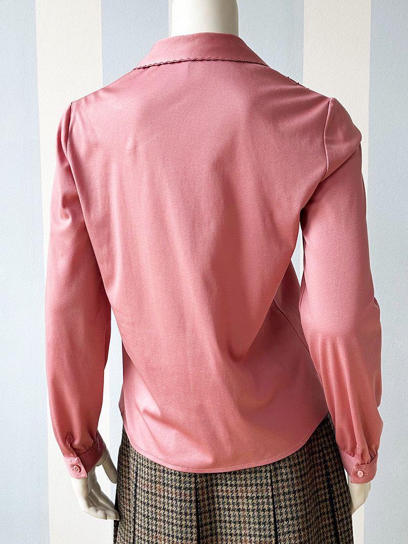 Oud-roze blouse met opengewerkt kraagje