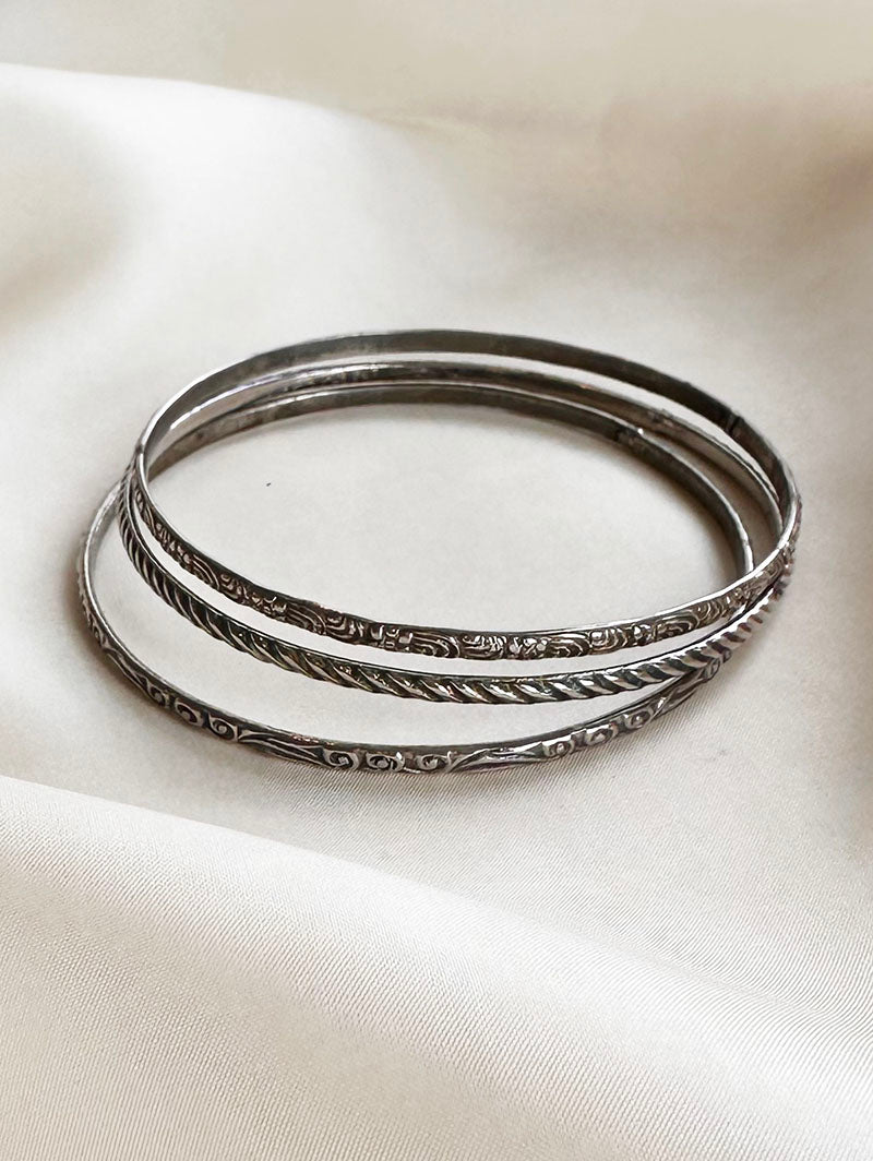 Set van 3 zilveren smalle bangles