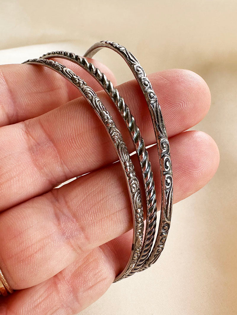 Set van 3 zilveren smalle bangles