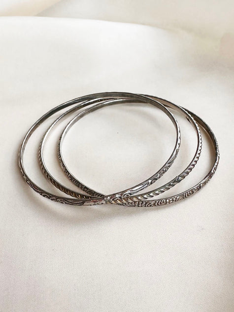 Set van 3 zilveren smalle bangles