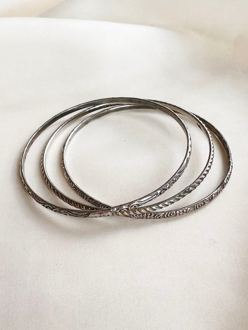 Set van 3 zilveren smalle bangles