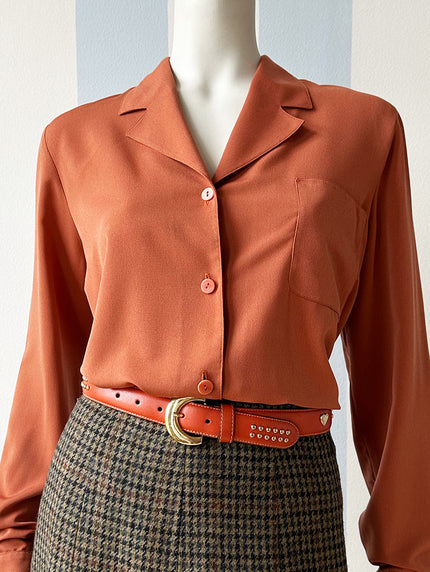 Vintage roestbruine blouse