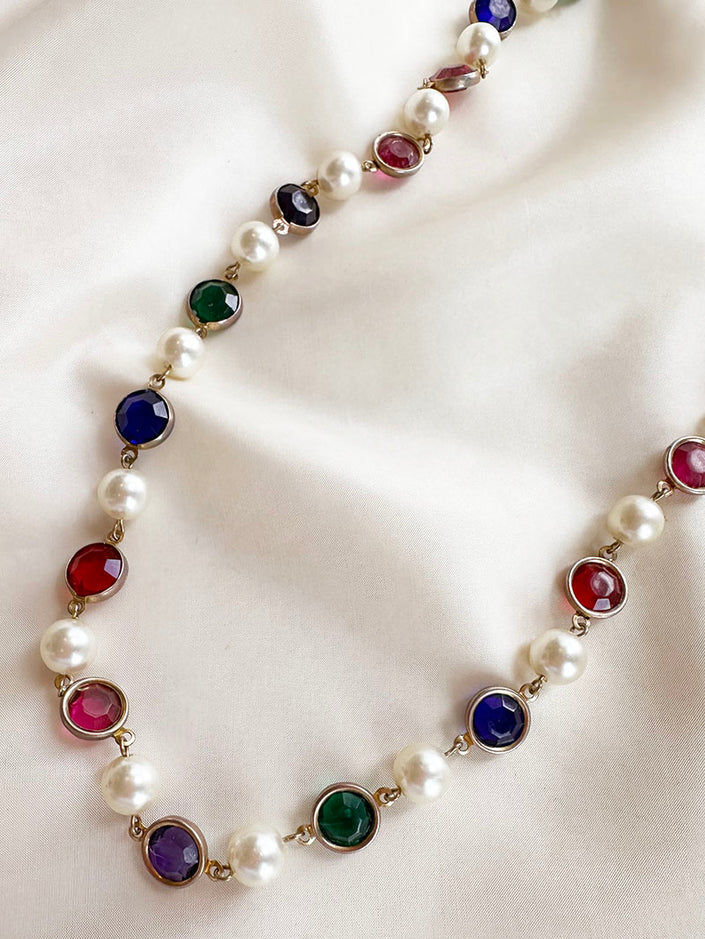Parel en strass ketting