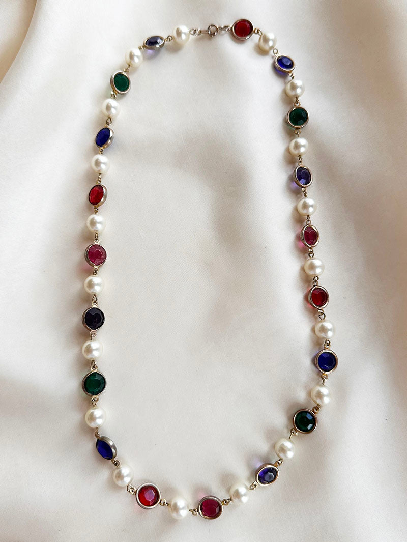 Parel en strass ketting