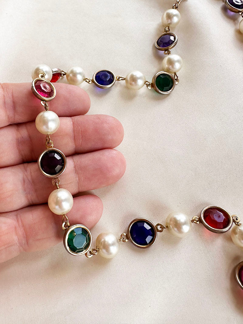 Parel en strass ketting