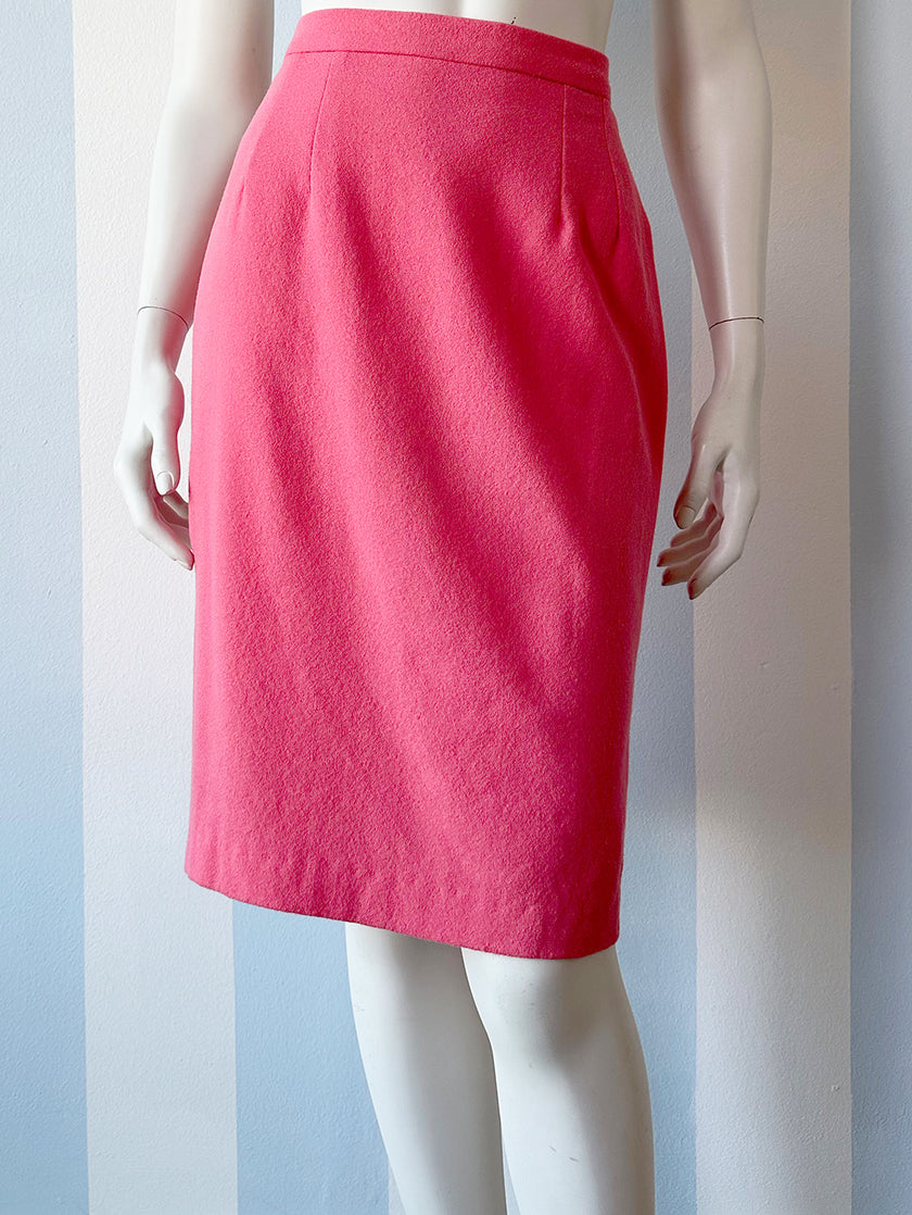 Roze wollen kokerrok