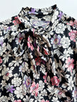 Floral zijden strikblouse