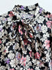 Floral zijden strikblouse