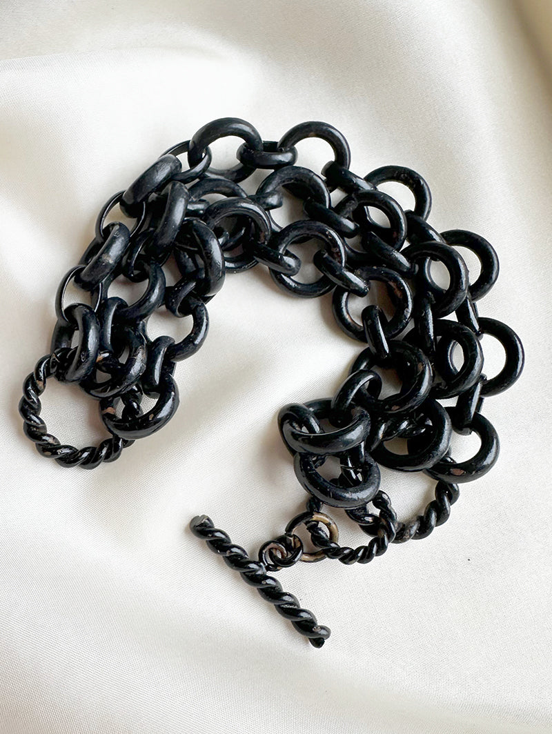 Zwarte chunky schakelarmband