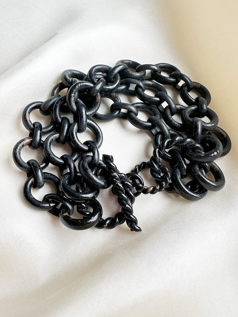 Zwarte chunky schakelarmband