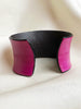 Fuchsia leren designer cuff armband