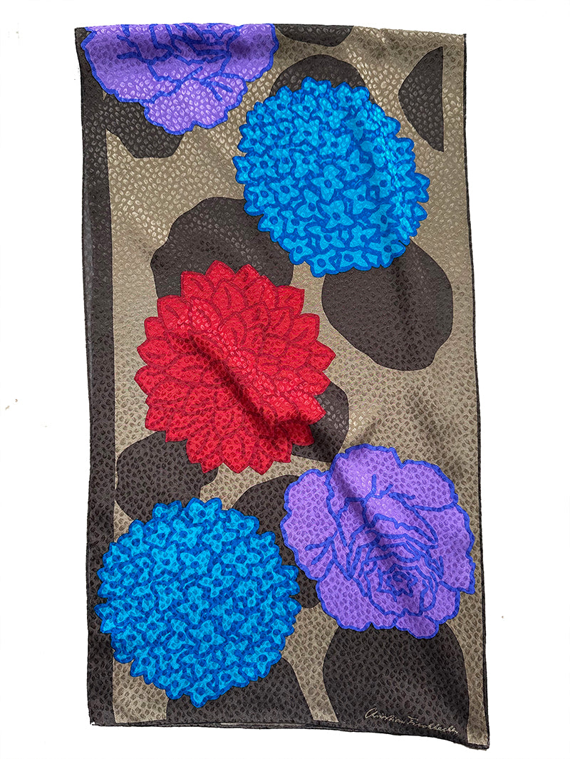 Lange zijden floral sjaal