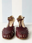 Bordeauxrode vintage leren pumps