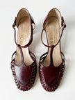 Bordeauxrode vintage leren pumps
