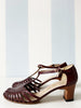 Bordeauxrode vintage leren pumps