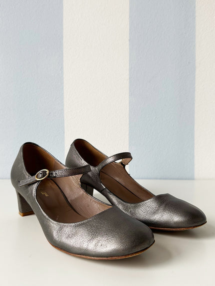 Donkergrijze metallic pumps | 38
