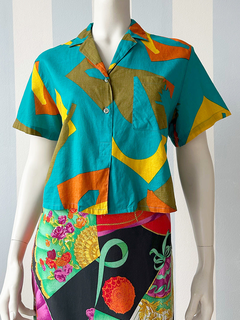 Cropped print blousje