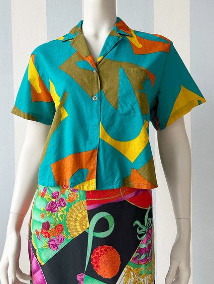 Cropped print blousje