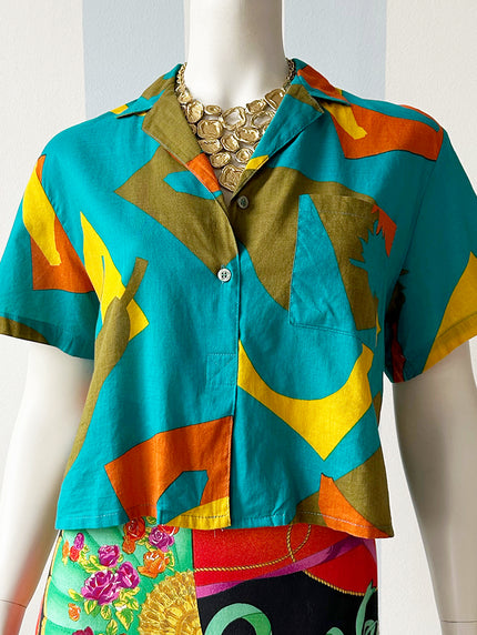 Cropped print blousje