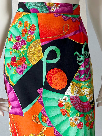 Vintage kokerrok met waaiers