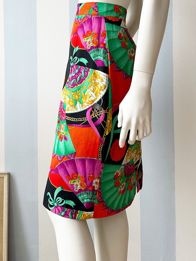 Vintage kokerrok met waaiers