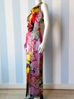 Zijden multicolour designer maxijurk