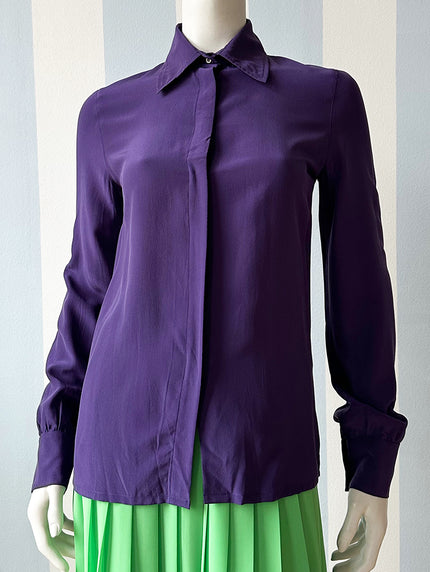 Donkerpaarse zijden blouse