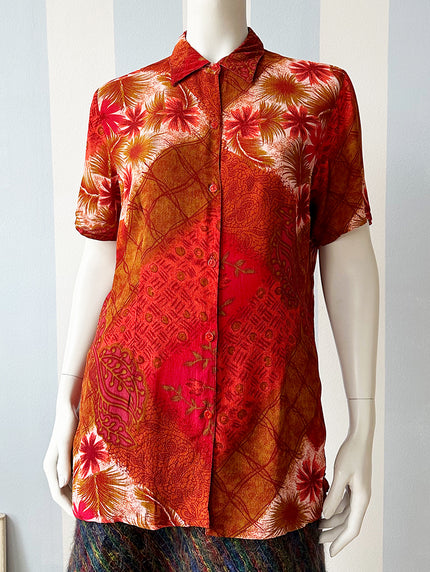Printblouse in herfstkleuren