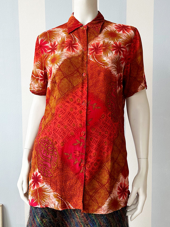 Printblouse in herfstkleuren
