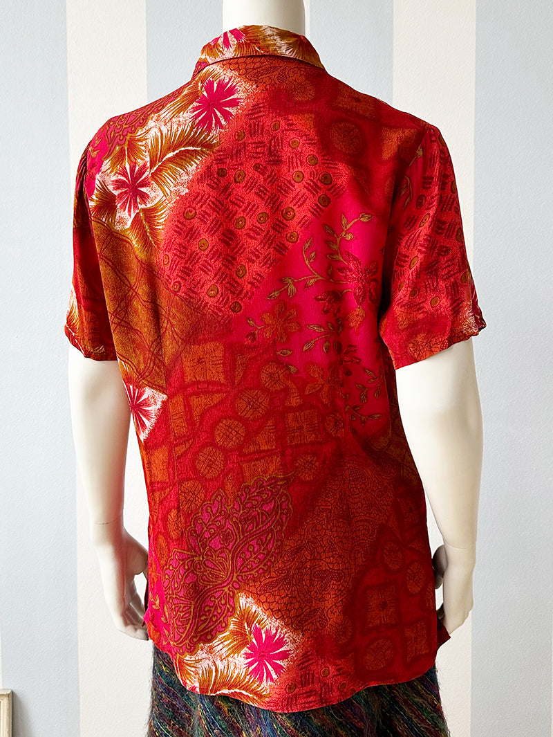 Printblouse in herfstkleuren