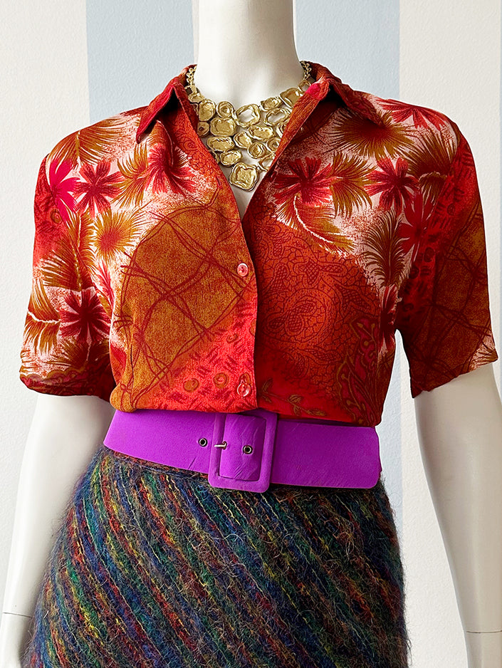 Printblouse in herfstkleuren