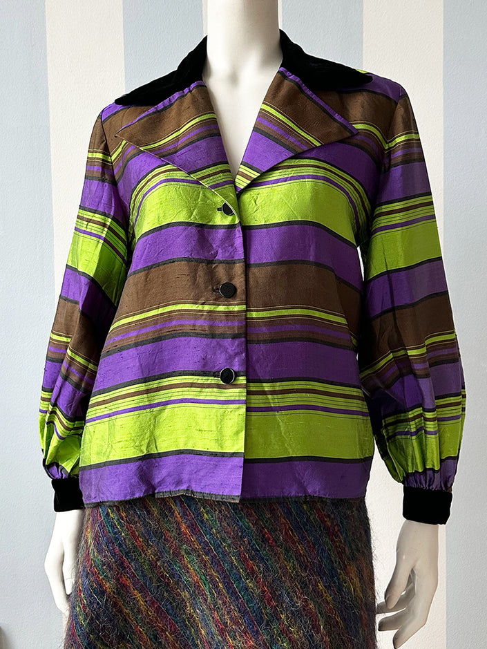 Gestreepte zijden designer blouse