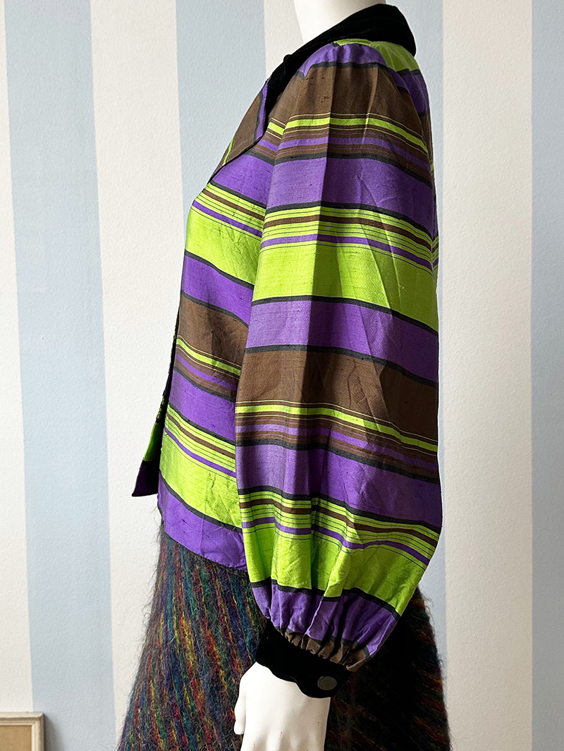 Gestreepte zijden designer blouse