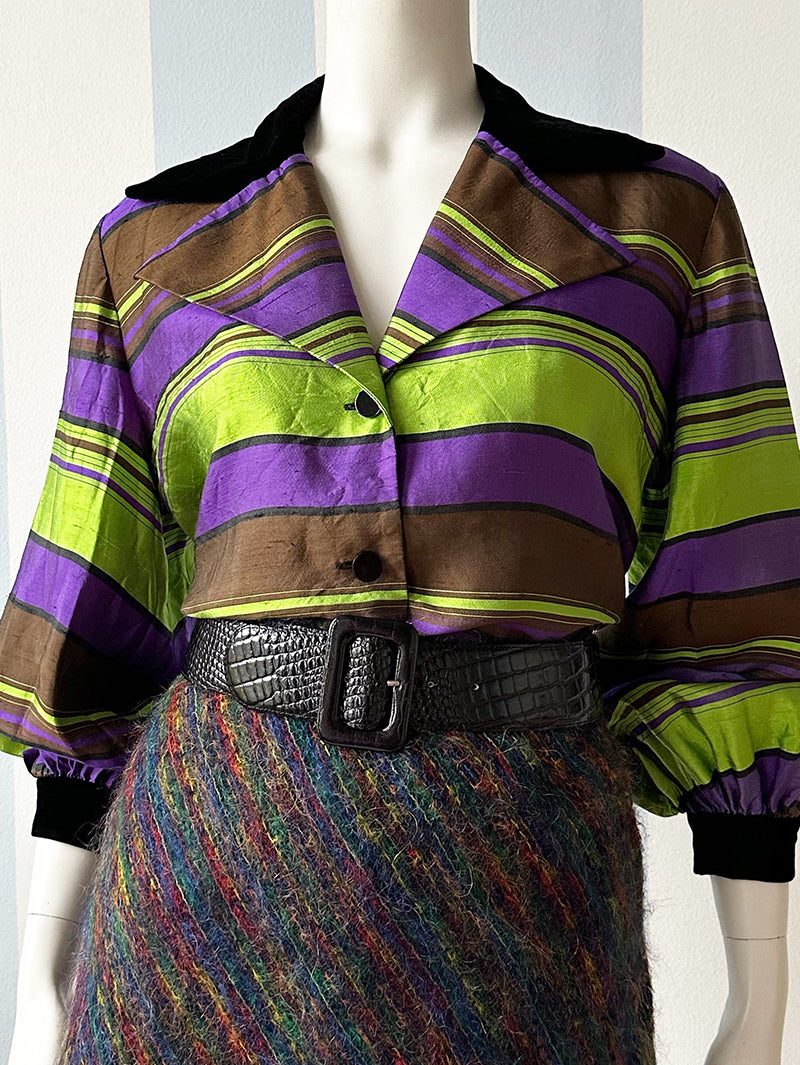 Gestreepte zijden designer blouse