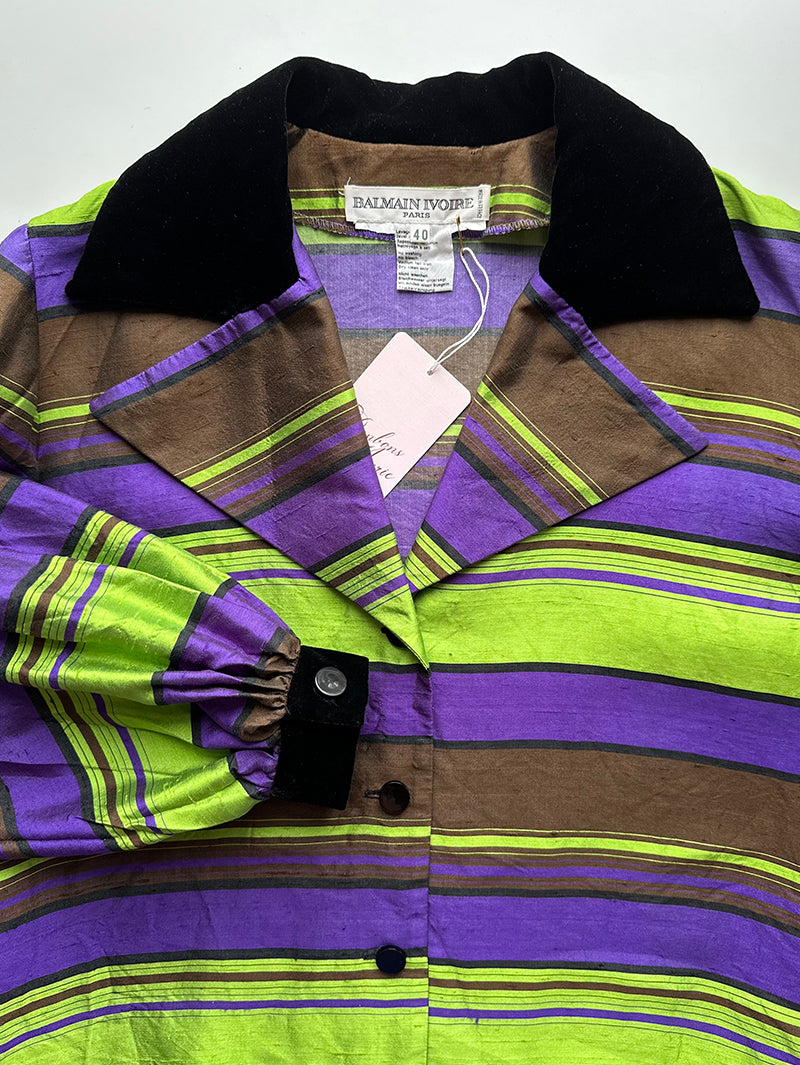 Gestreepte zijden designer blouse