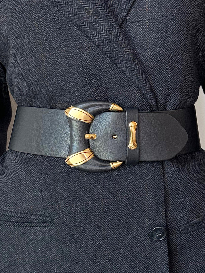 Donkerblauwe brede ceintuur