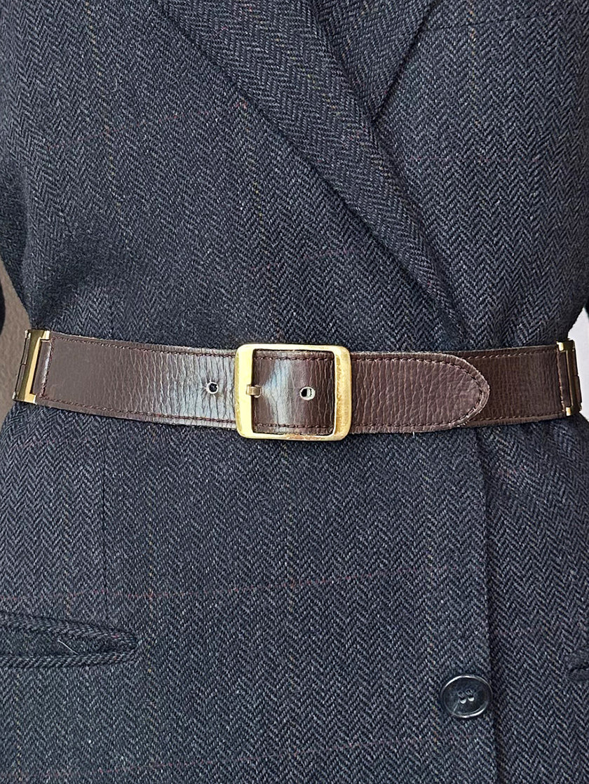 Bruine leren ceintuur met gouden details