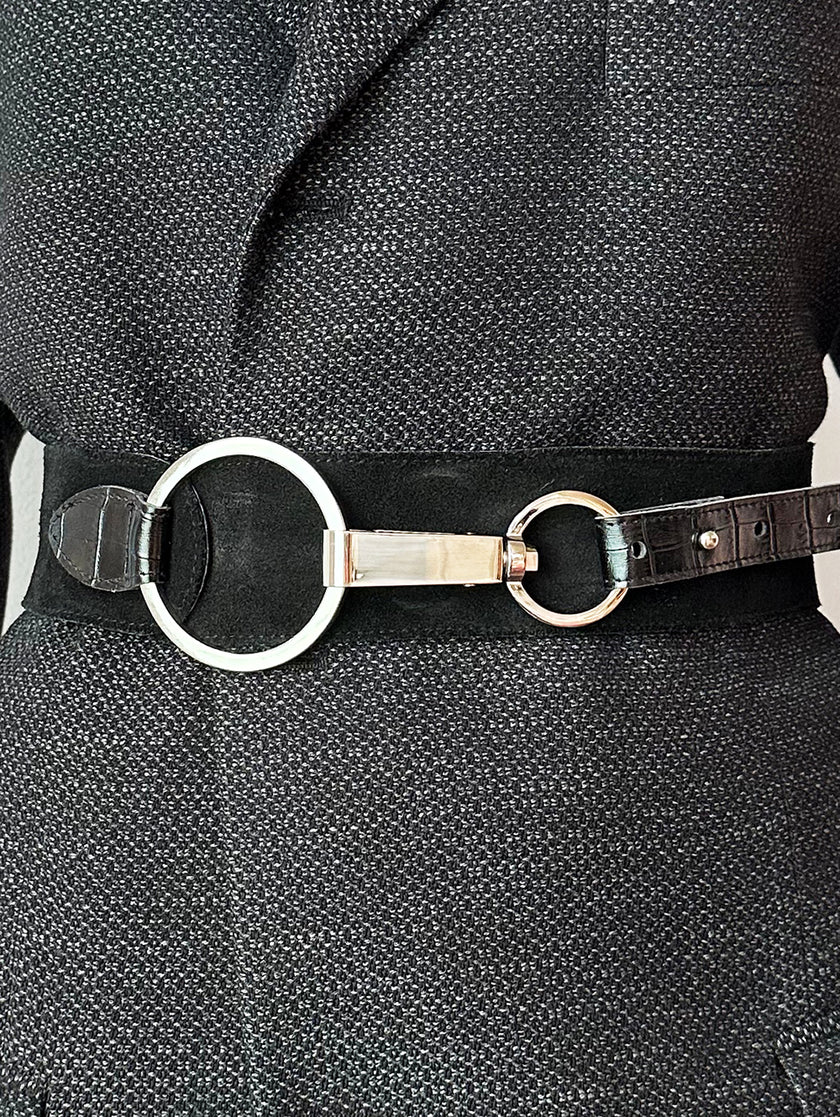 Zwarte suedeleren ceintuur