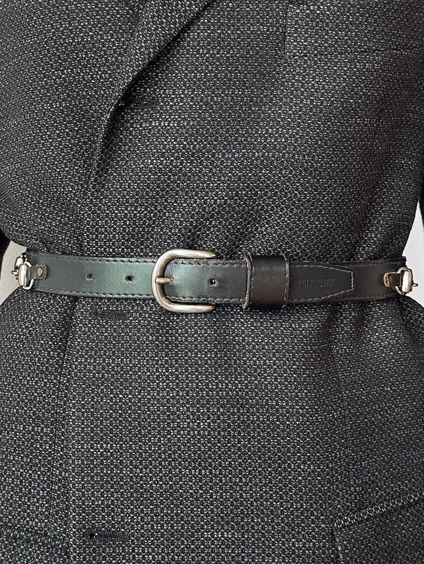 Zwarte leren ceintuur met bitjes