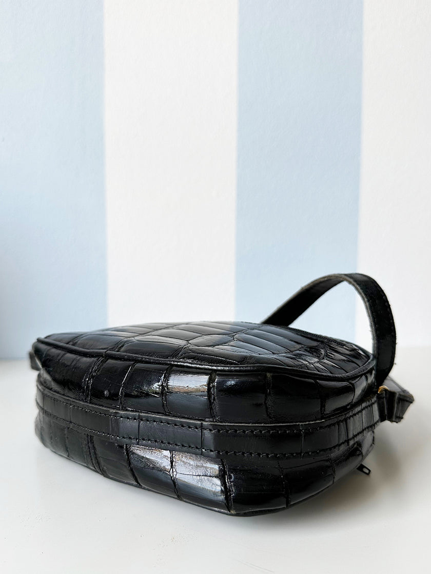 Zwarte lakleren schoudertas