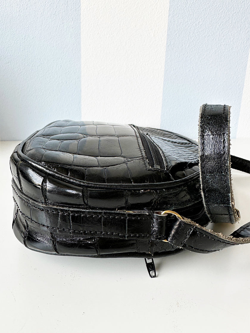 Zwarte lakleren schoudertas