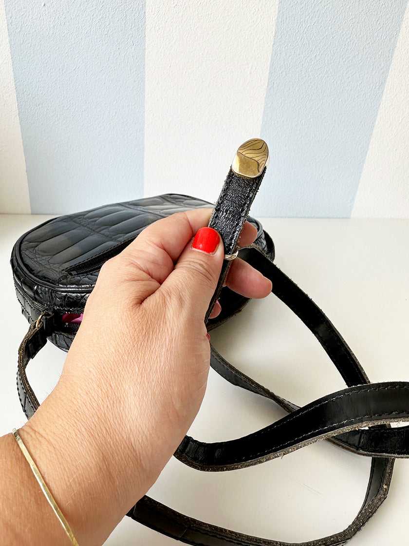 Zwarte lakleren schoudertas